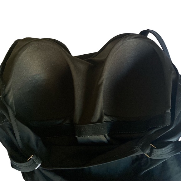 Slimming Dark Goth Black One Piece Tummy Control Swimwear Wide Straps Si… - Picture 5 of 10